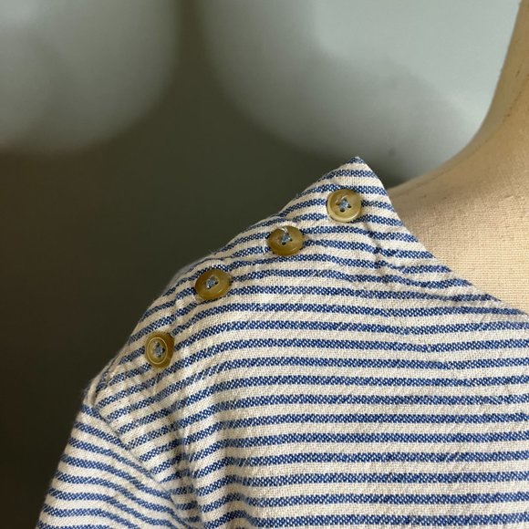 Anthropologie Maeve Red White Blue Nautical Top Shirt Shoulder Buttons Sz Medium - Picture 4 of 6